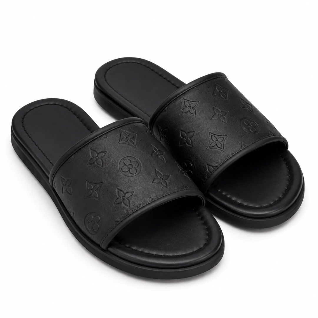 Premium Monogram Mens Slide Slippers