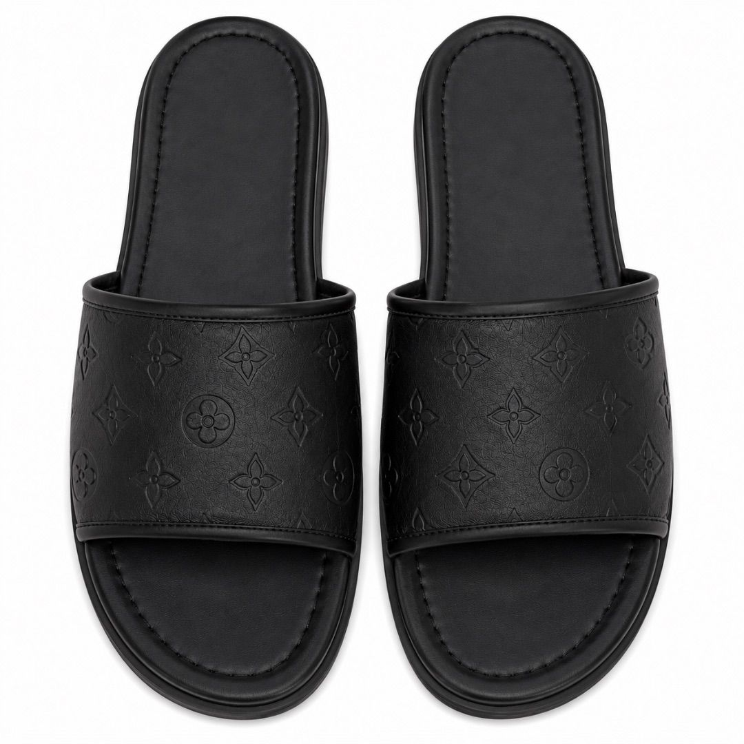 Premium Monogram Mens Slide Slippers