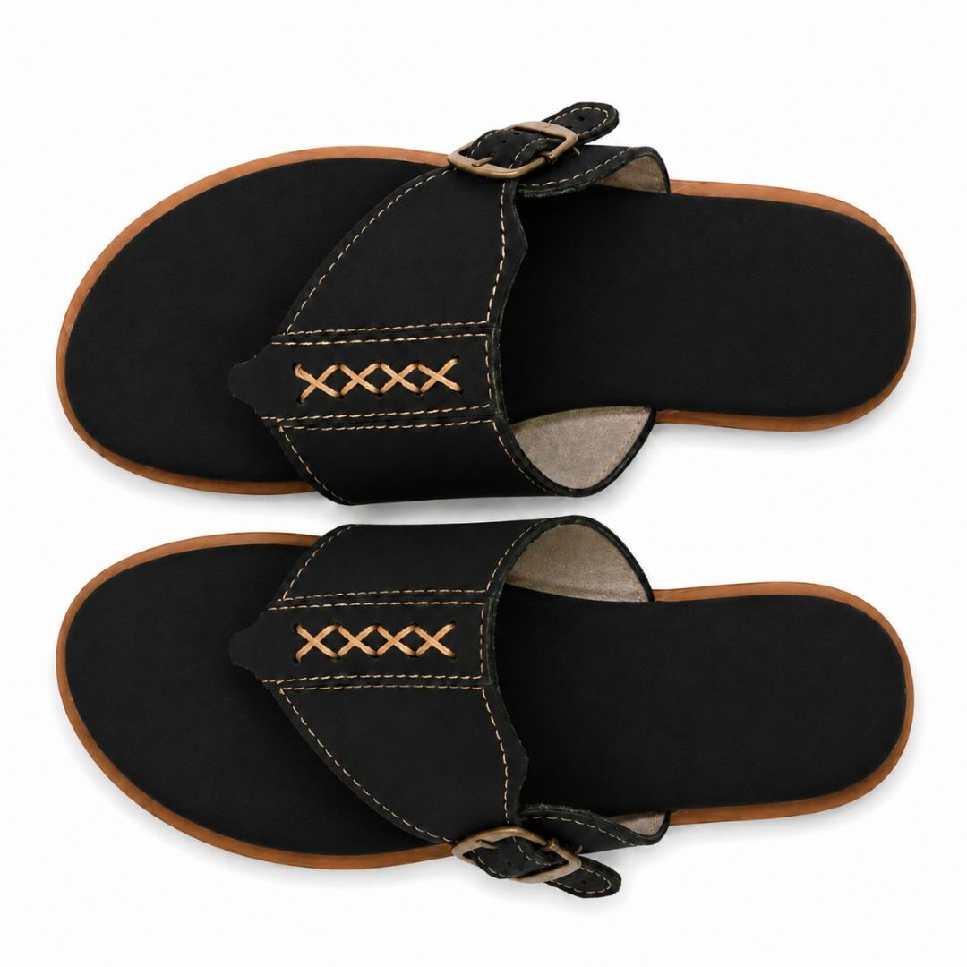 Classic Tan Faux Leather Toe Post Slipper