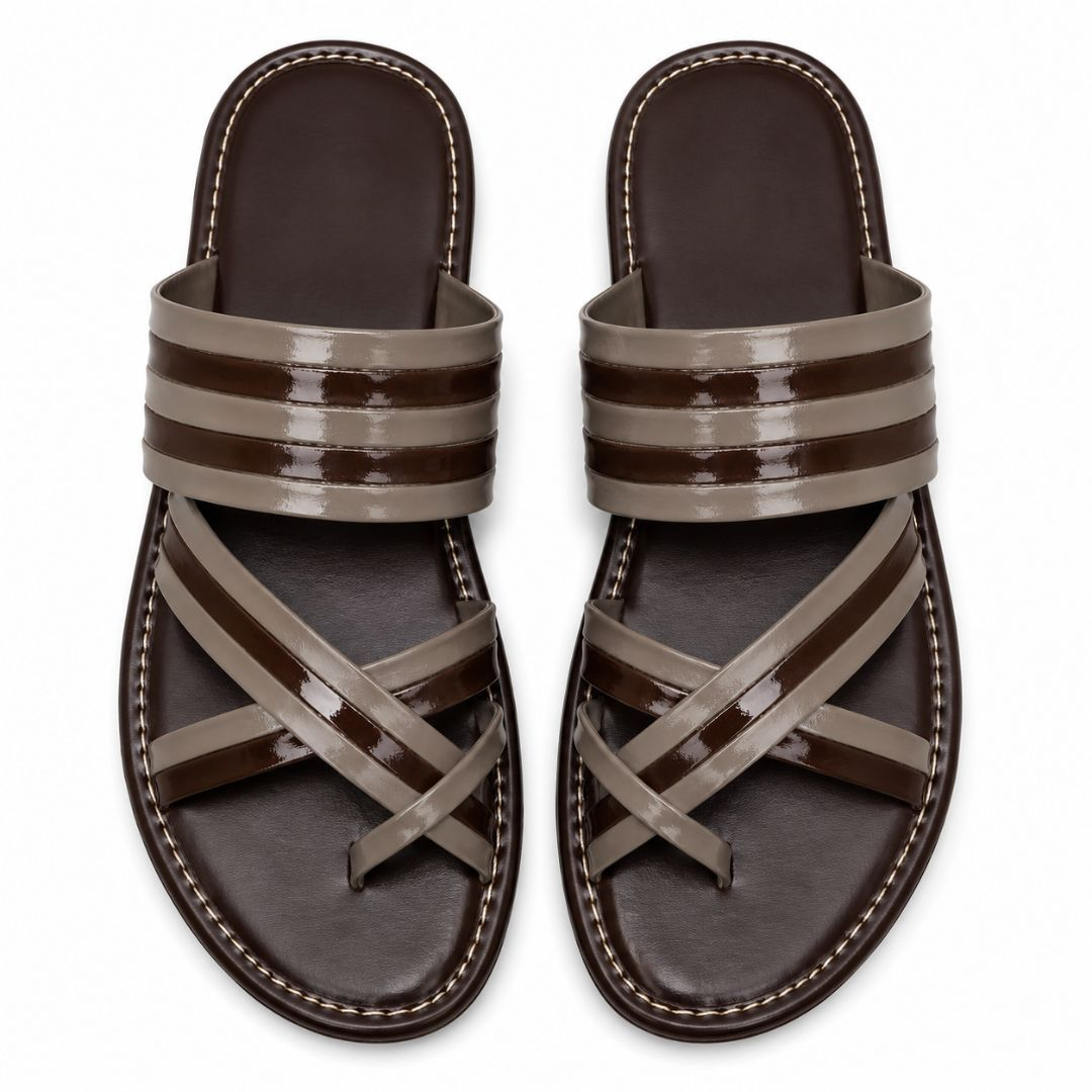 Espresso Cross Strap Comfort Sandals
