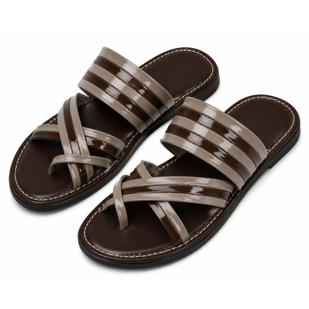 Espresso Cross Strap Comfort Sandals
