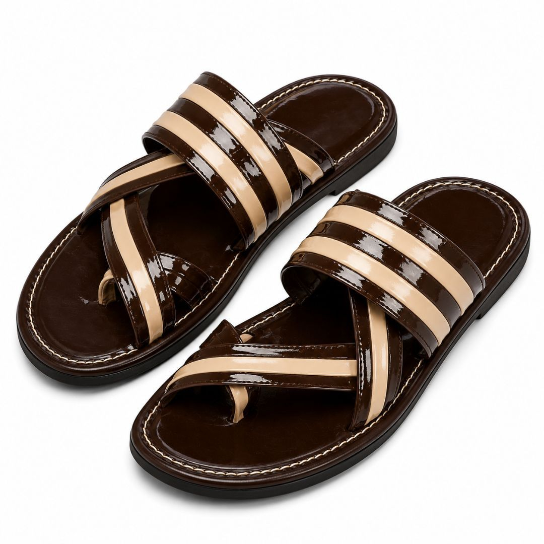 Espresso Cross Strap Comfort Sandals