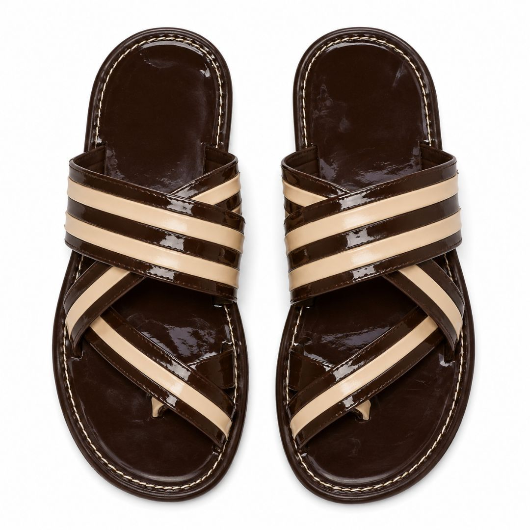 Espresso Cross Strap Comfort Sandals