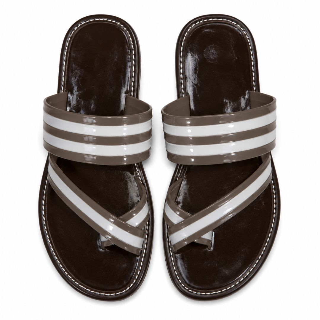 Espresso Cross Strap Comfort Sandals