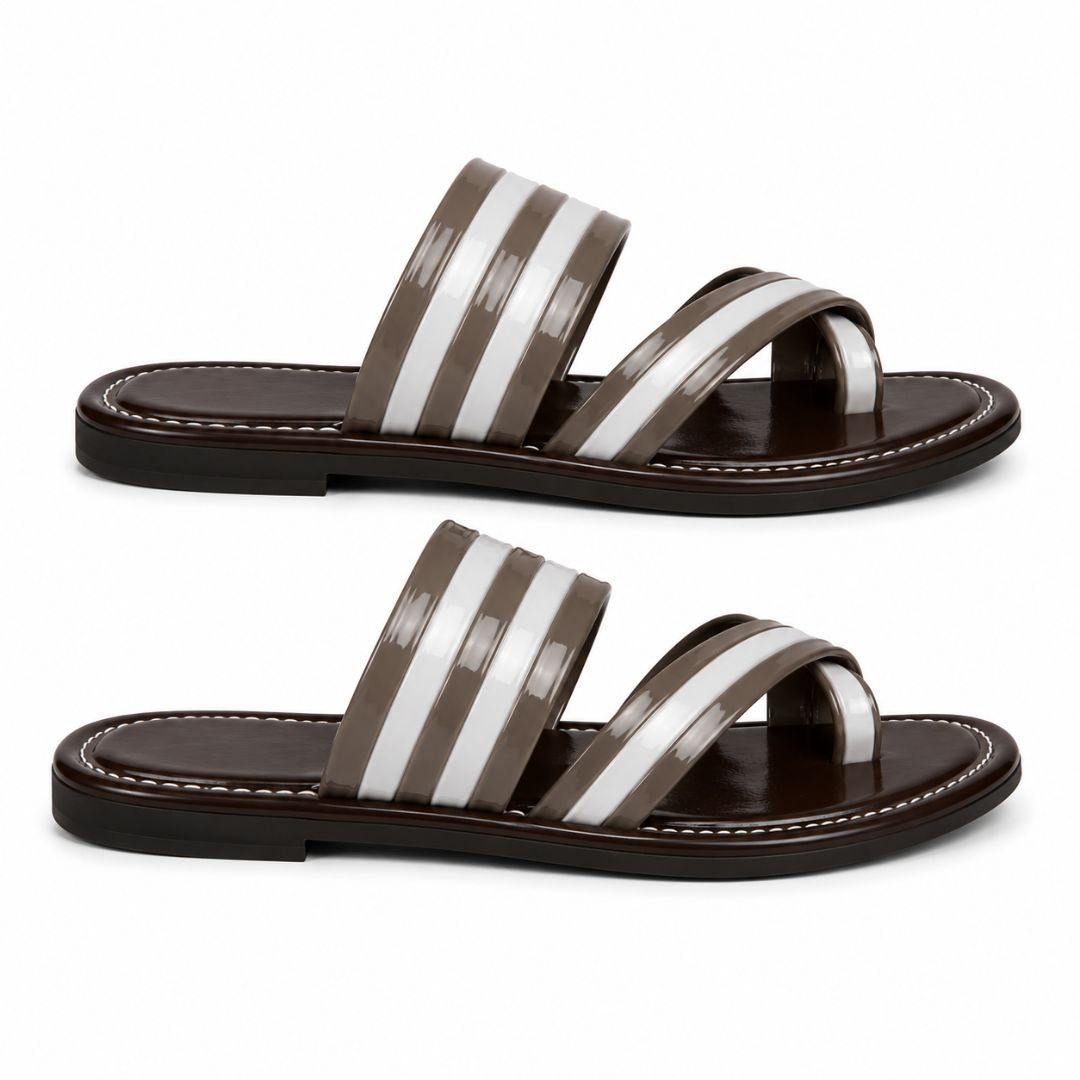 Espresso Cross Strap Comfort Sandals