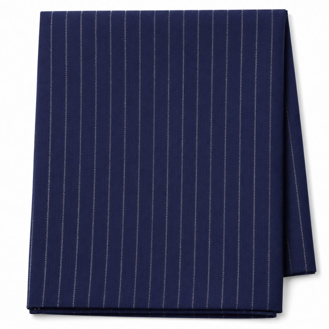 Regent Azure Pinstripe Suiting Fabric