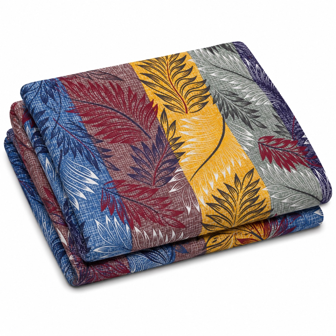 Premium Multicolour Tropical Leaf Print Bedsheet Fabric