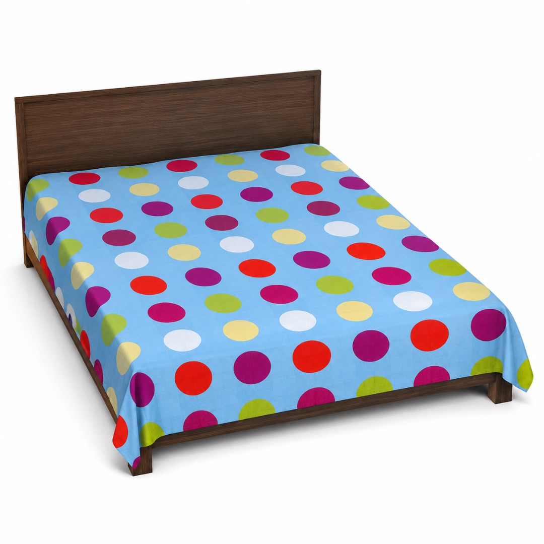 Premium Multicolour Polka Dot Print Bedsheet Fabric