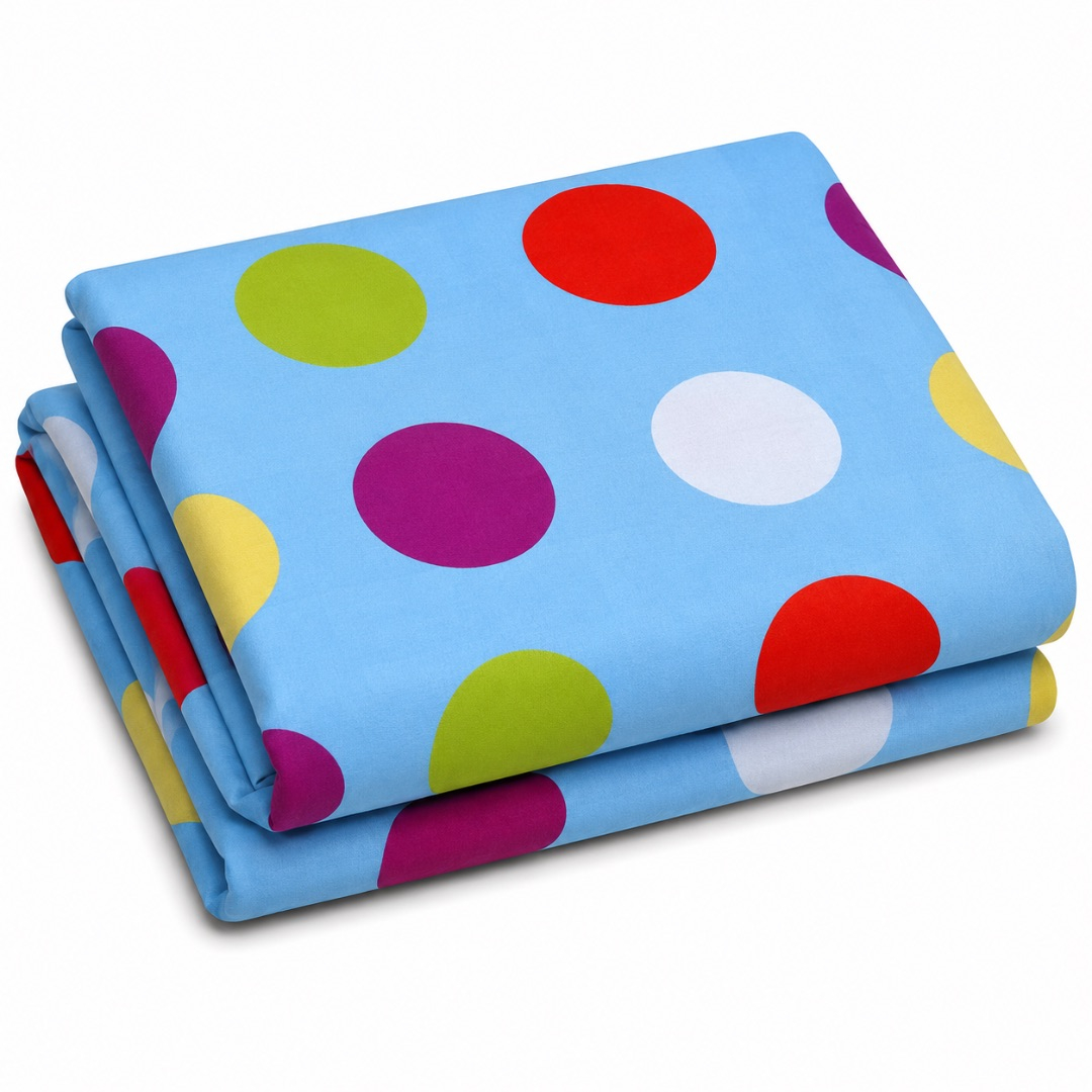 Premium Multicolour Polka Dot Print Bedsheet Fabric