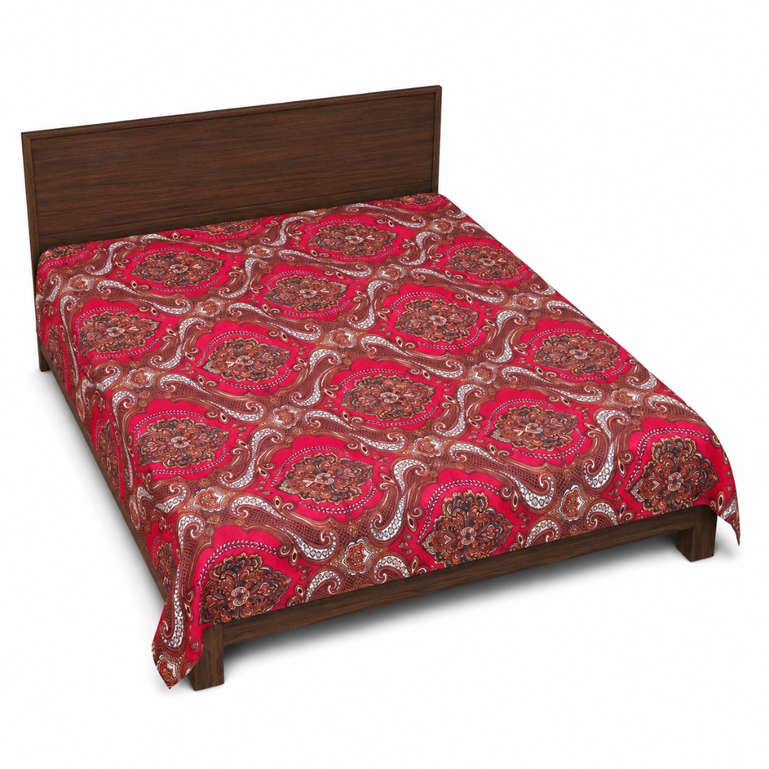 Premium Red Paisley Print Bedsheet Fabric