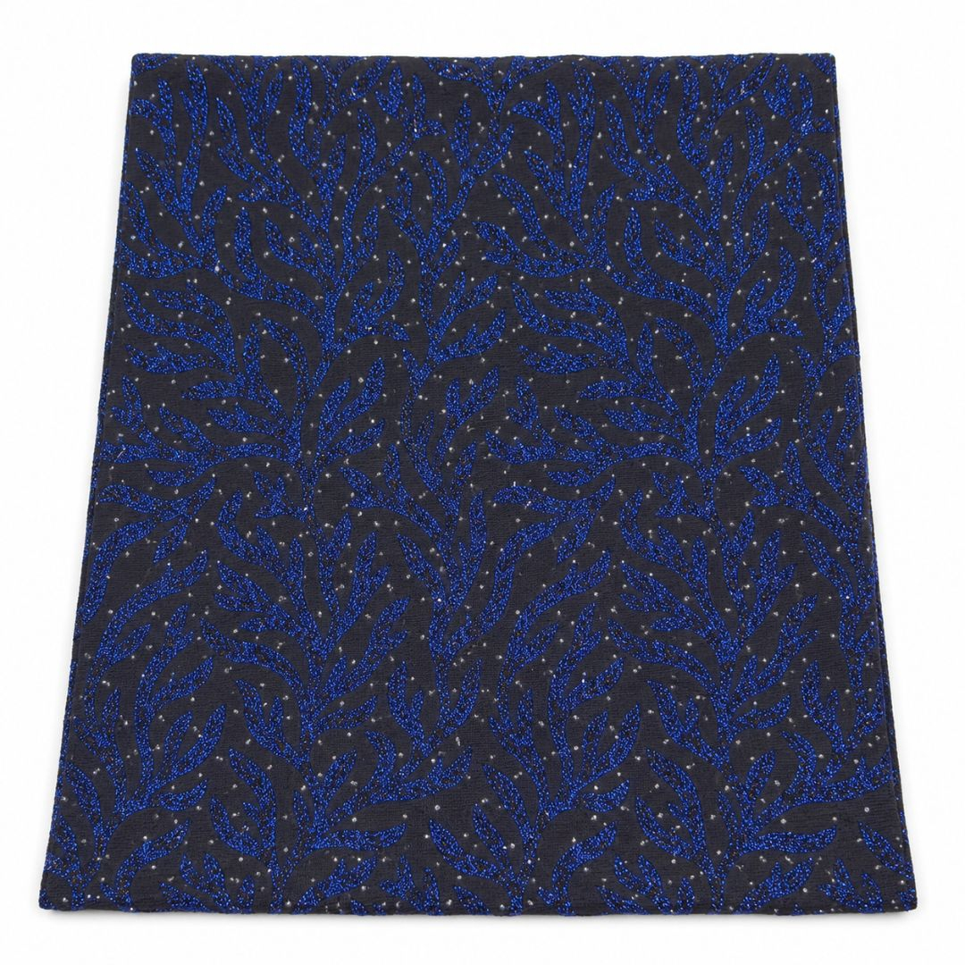 Royal Blue Fancy Beaded Lace Fabric