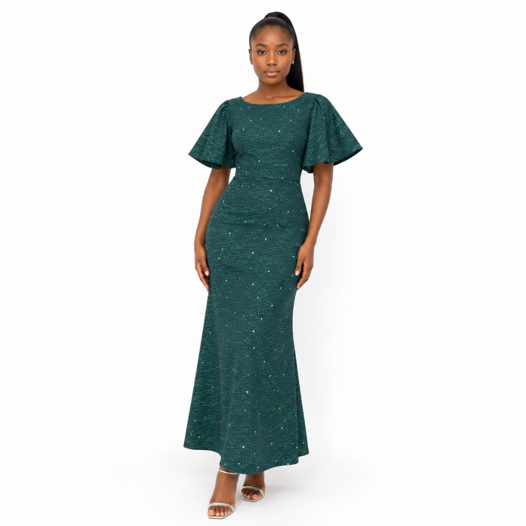 Emerald Green Fancy Beaded Lace Fabric