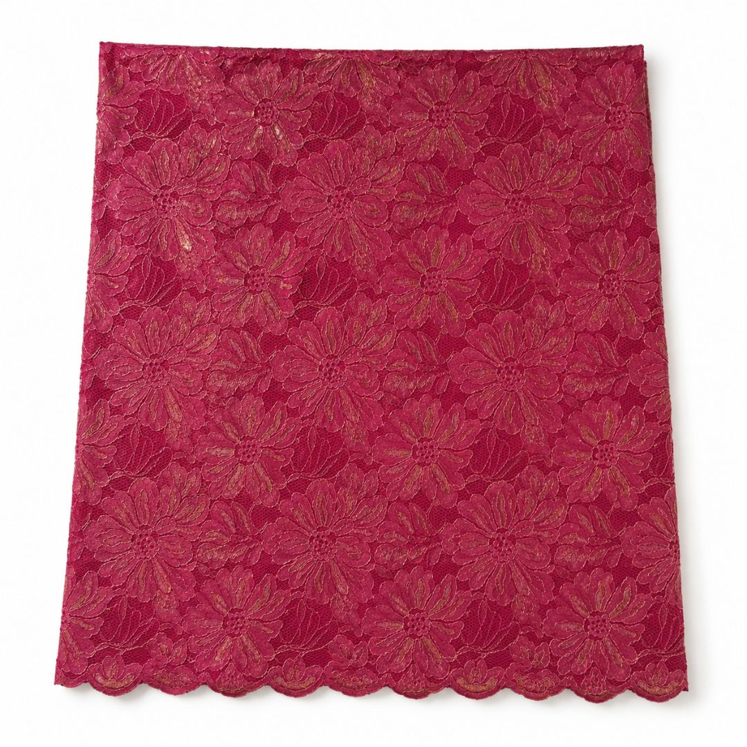 Rose Pink Fancy Floral Lace Fabric
