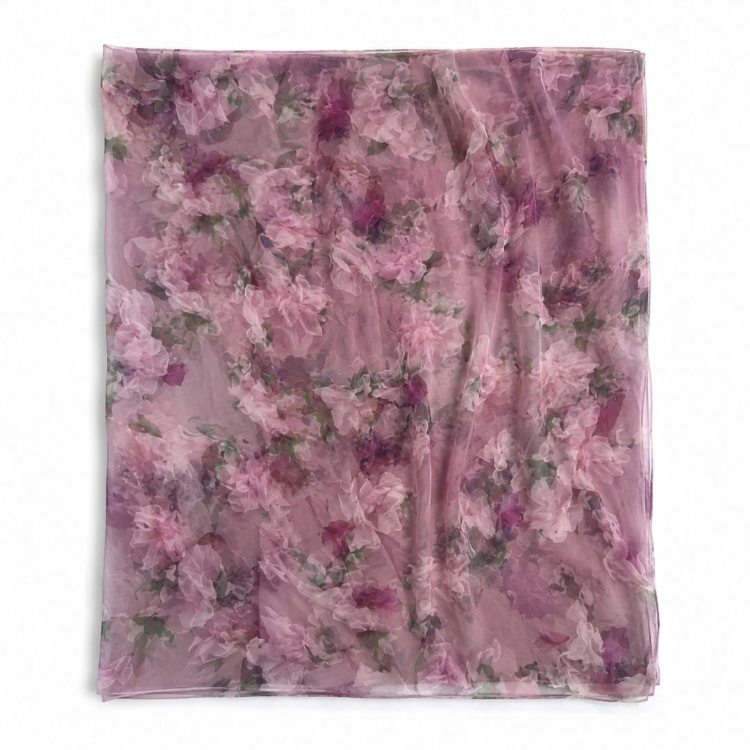 Blush Pink 3D Floral Mesh Fabric