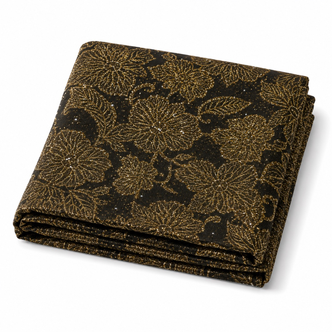 Premium Black and Gold Beaded Fancy Fabric Material