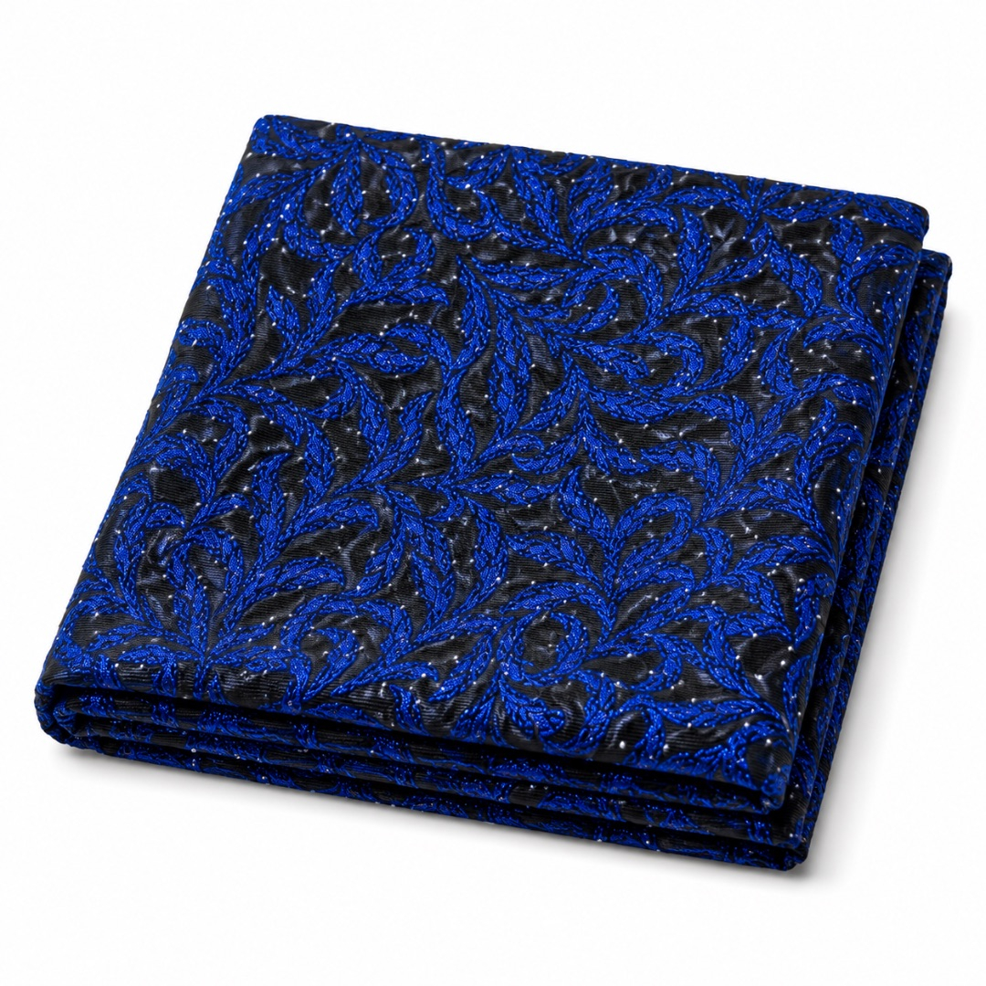 Premium Royal Blue & Black Fancy Brocade Fabric Material