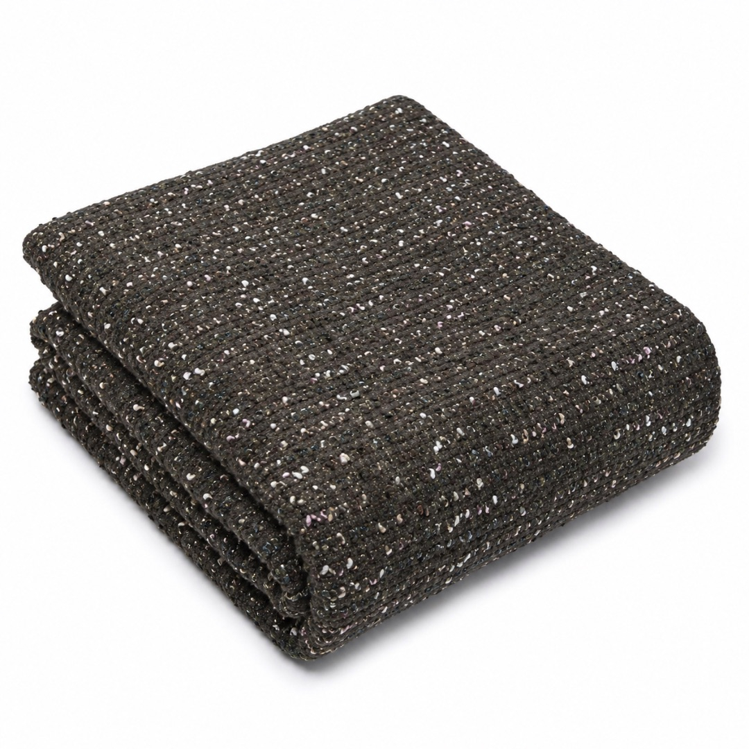 Premium Black Speckled Tweed Fabric Material