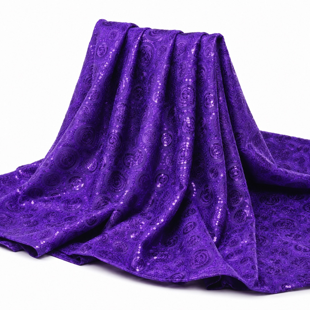 Premium Purple Sequined Sample Fabric Material