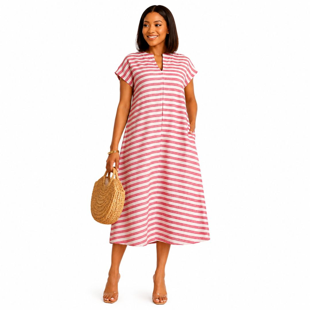 Stripe Linen Material, Red & White Woven Fabric