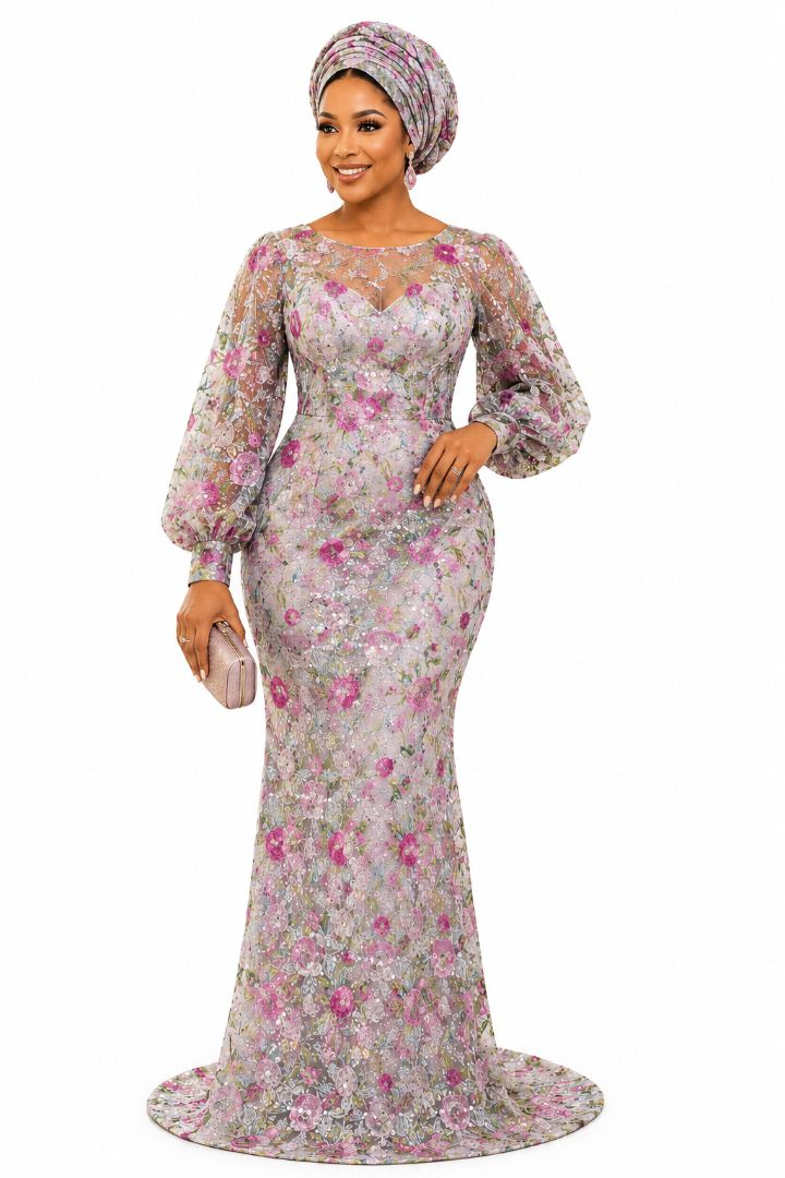 Premium Multicolor Floral Embroidered Sequin Mesh Lace Fabric