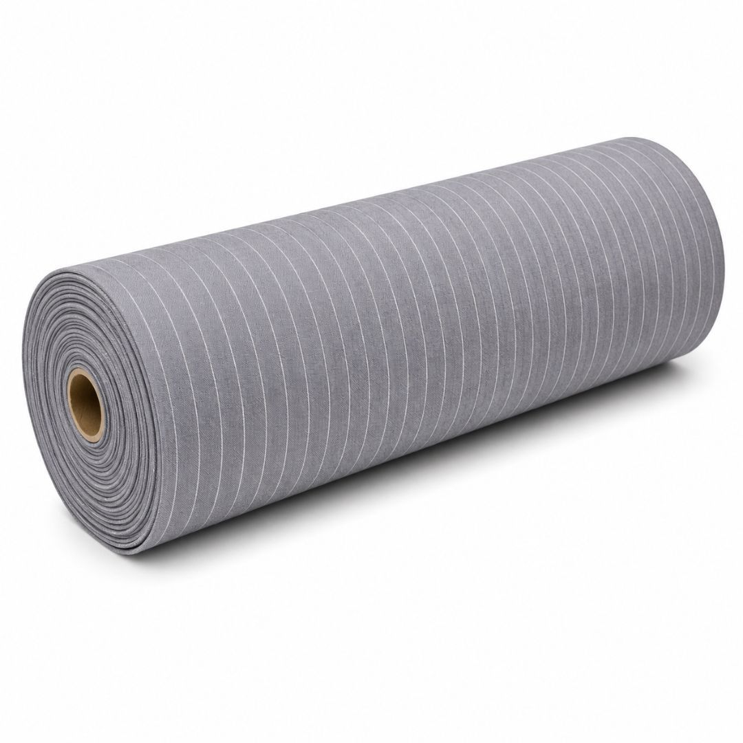 Grey Vertical Pinstripe Fabric