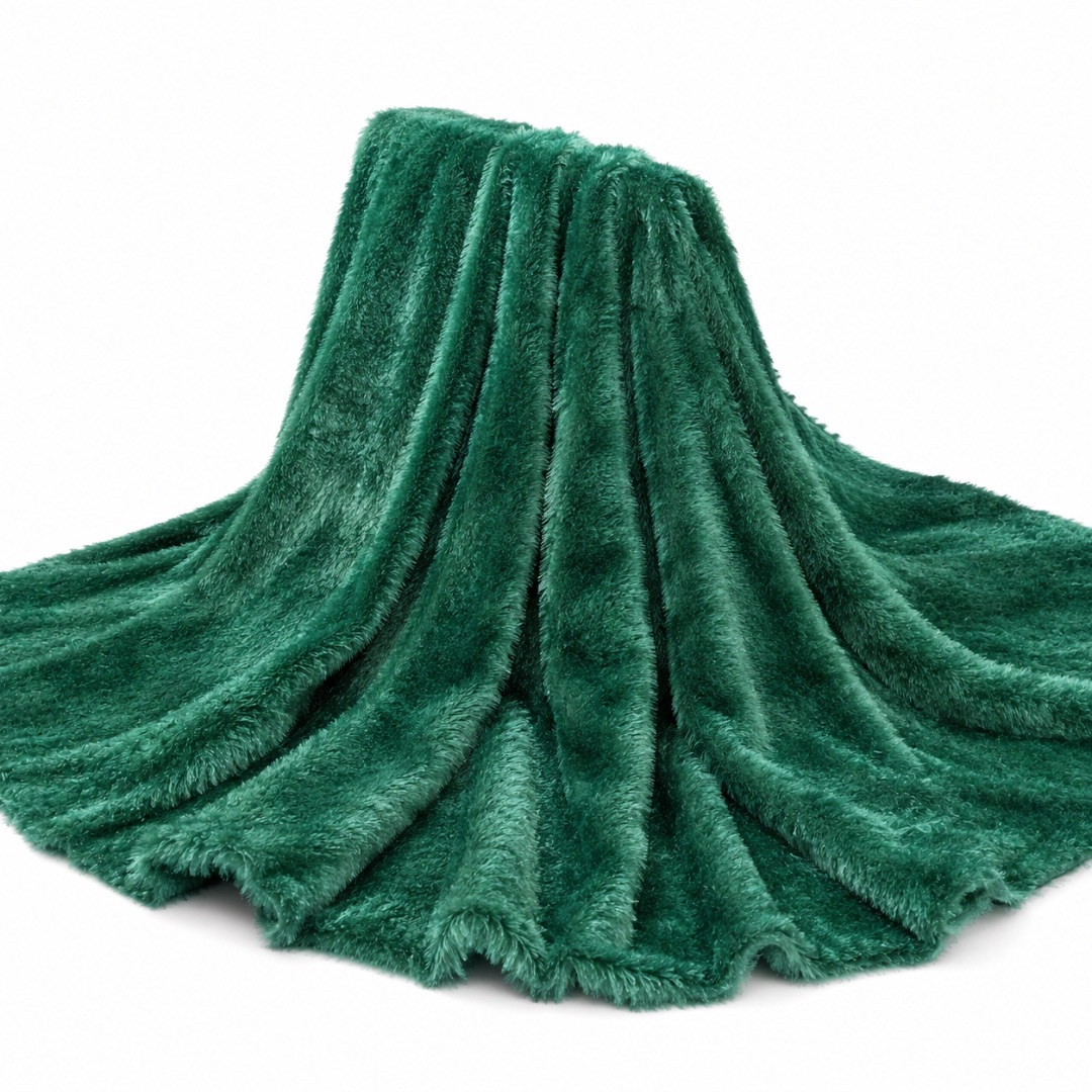 Premium Emerald Green Feather Fabric Material