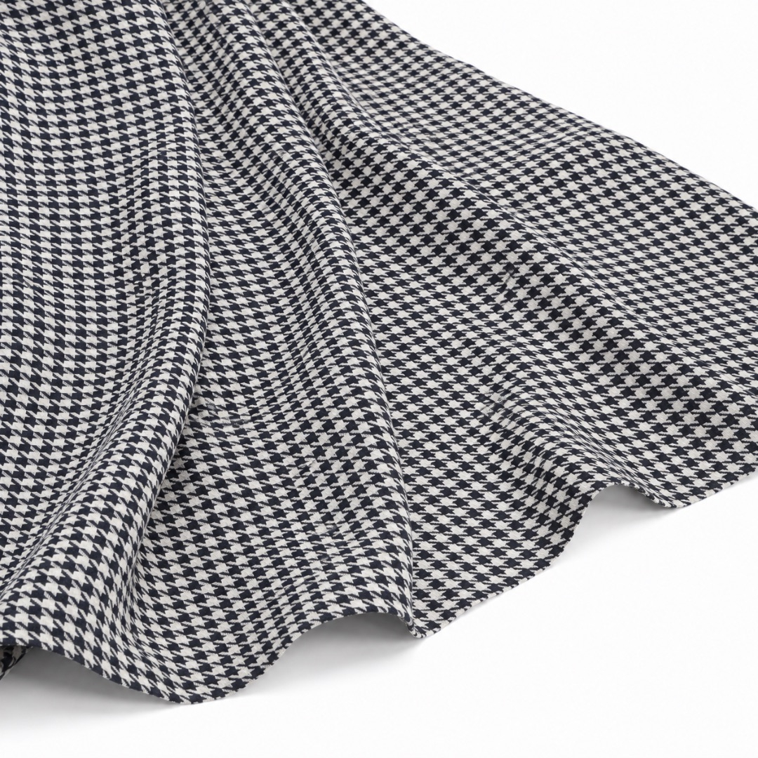 Premium Black & White Dog Teeth Chinos Fabric Material
