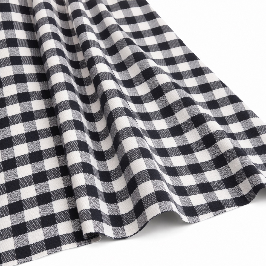Premium Black and White Wool Checkers Fabric Material