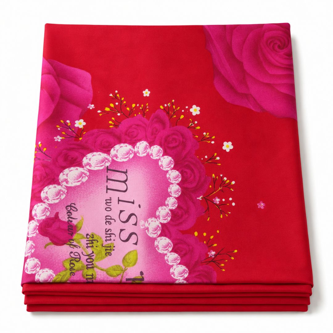 Crimson Rose Dream Bedsheet Fabric