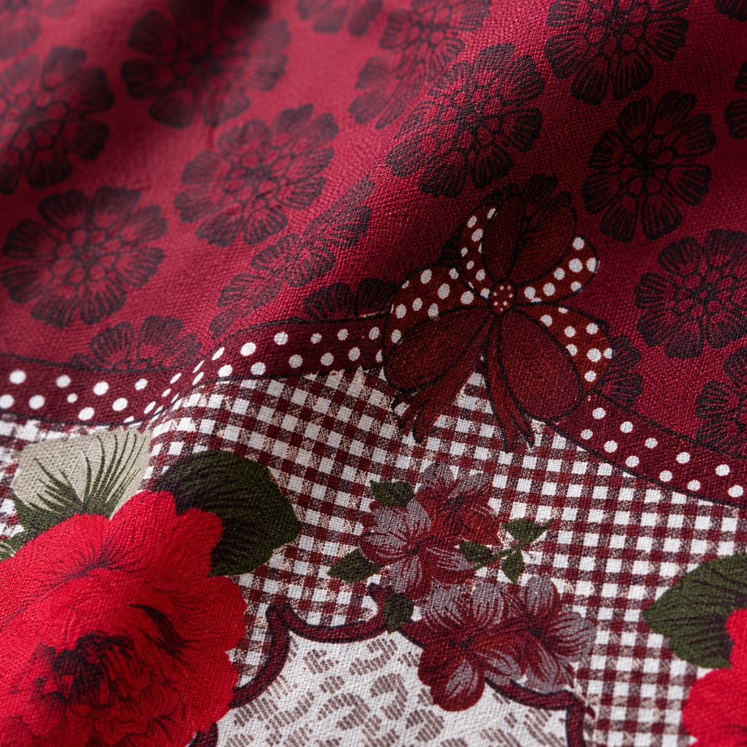 Burgundy Blossom Elegance Bedsheet Fabric