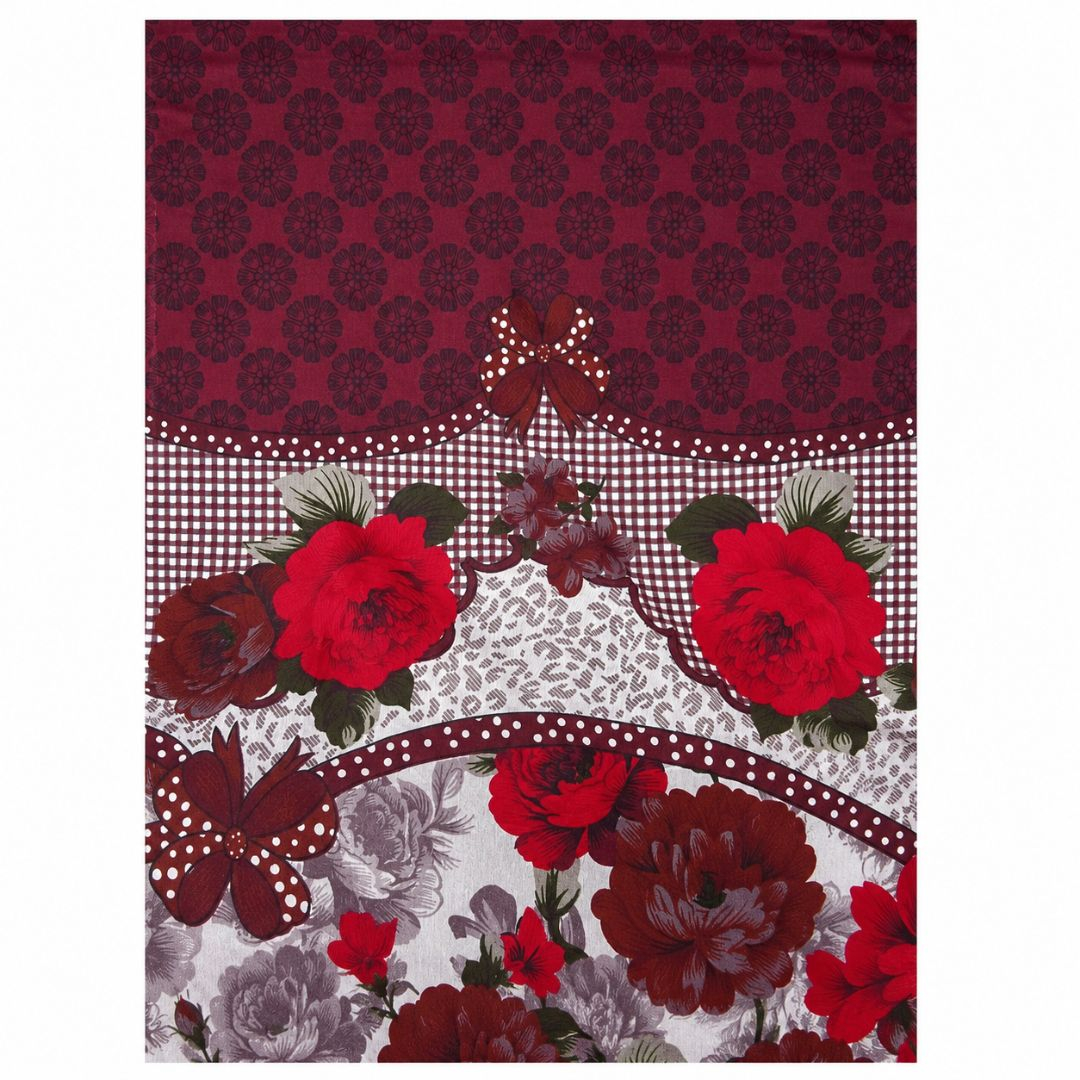 Burgundy Blossom Elegance Bedsheet Fabric