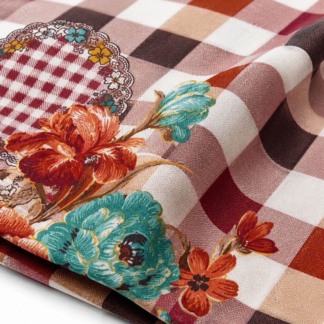 Autumn Bloom Check Bedsheet Fabric