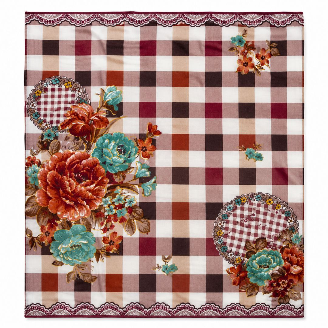 Autumn Bloom Check Bedsheet Fabric
