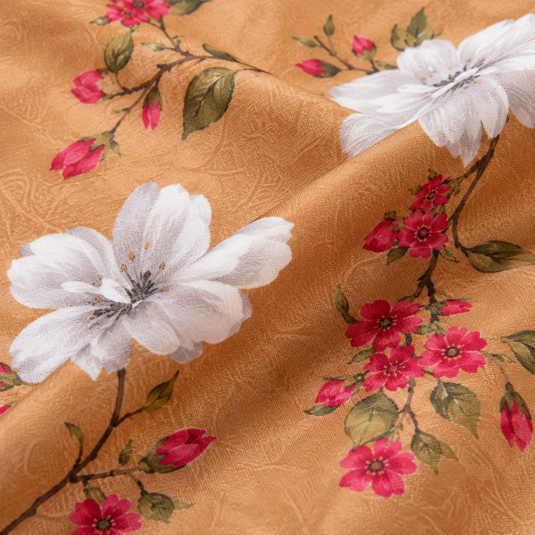 Golden Meadow Blossom Bedsheet Fabric
