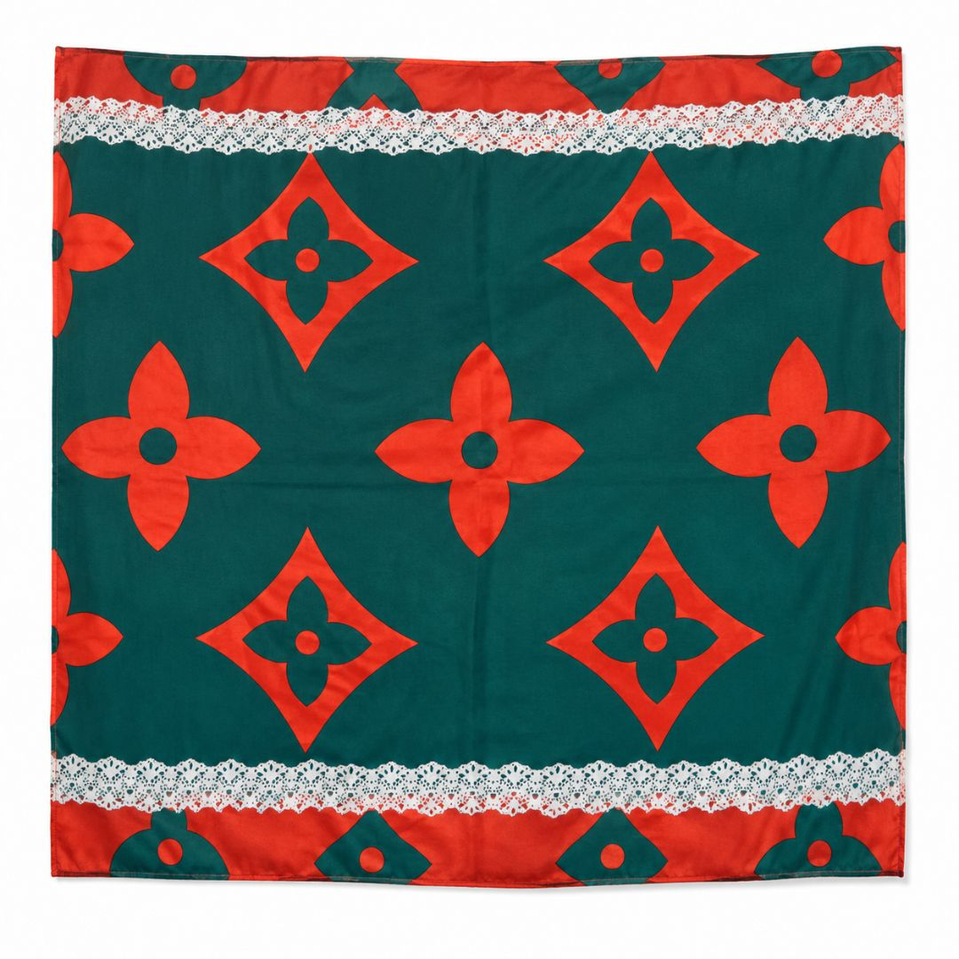 Crimson Noir Monogram Bedsheet Fabric