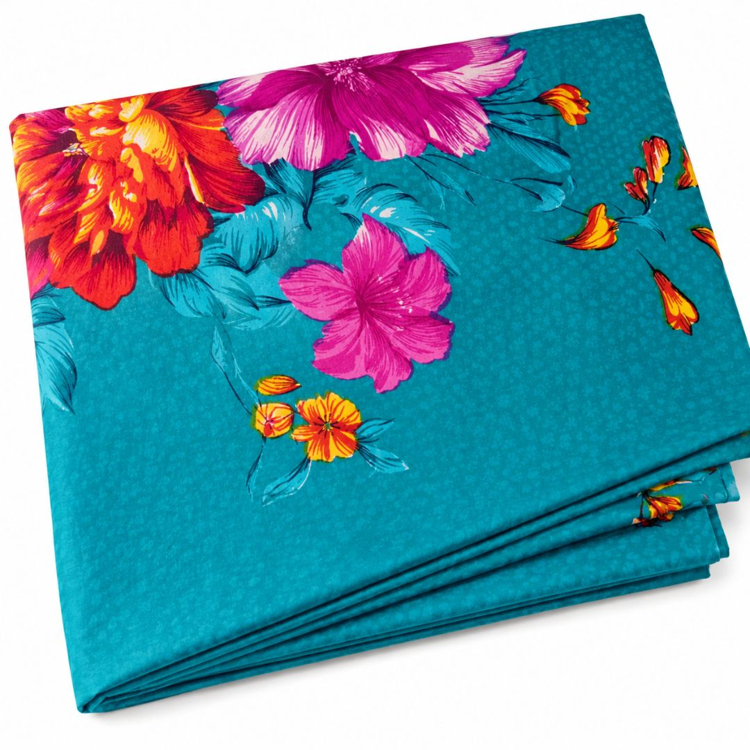 Azure Petal Symphony Bedsheet Fabric