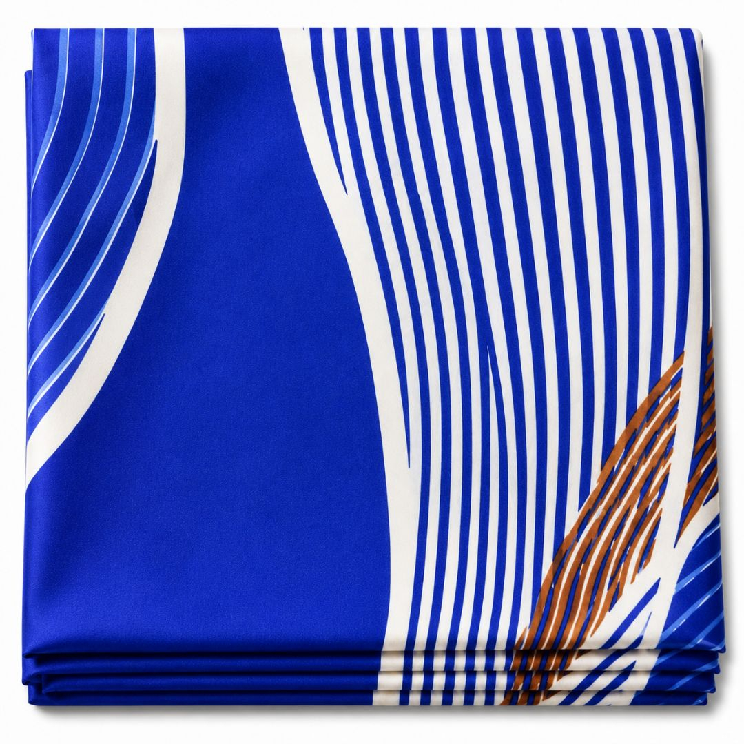Cobalt Wave Elegance Bedsheet Fabric