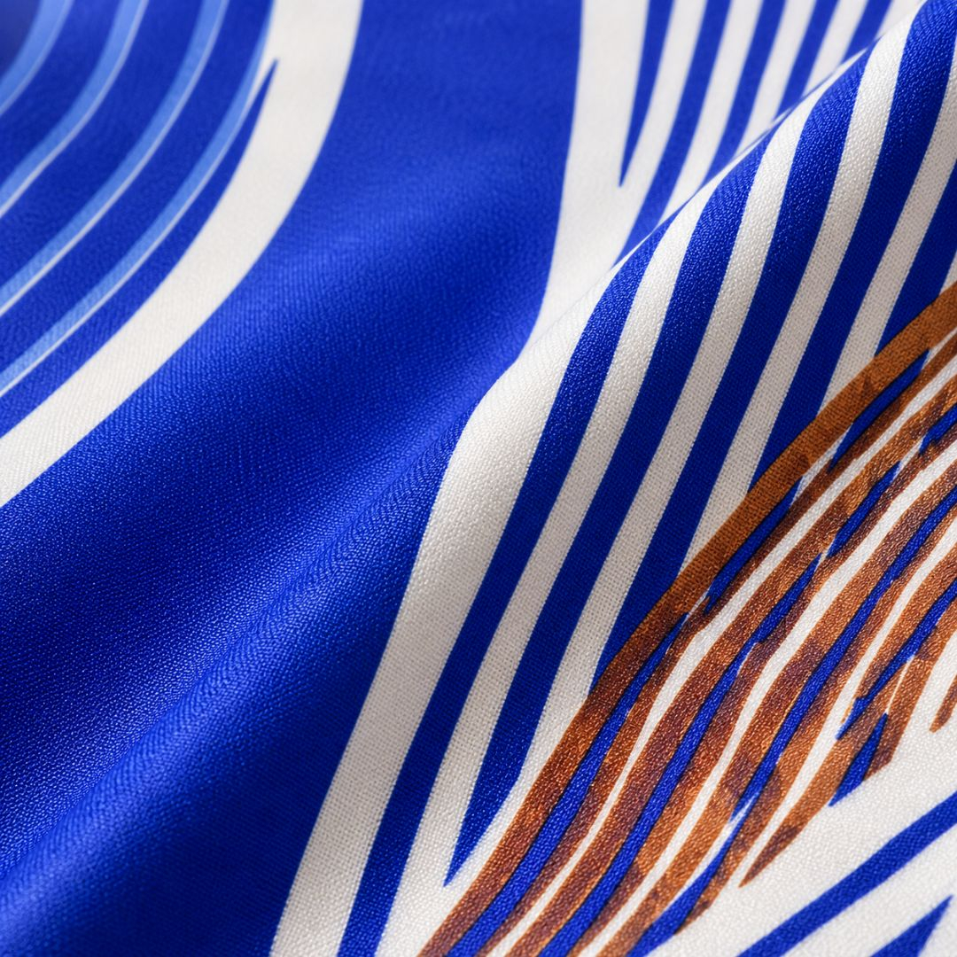 Cobalt Wave Elegance Bedsheet Fabric