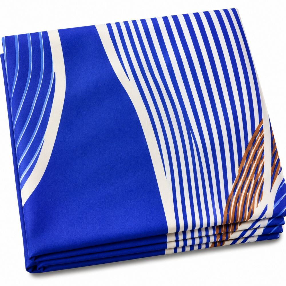 Cobalt Wave Elegance Bedsheet Fabric