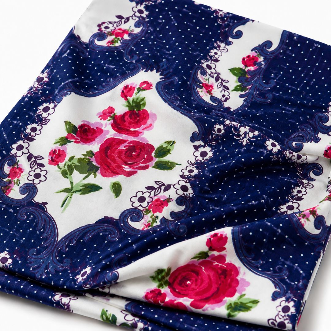 Midnight Rose Elegance Bedsheet Fabric