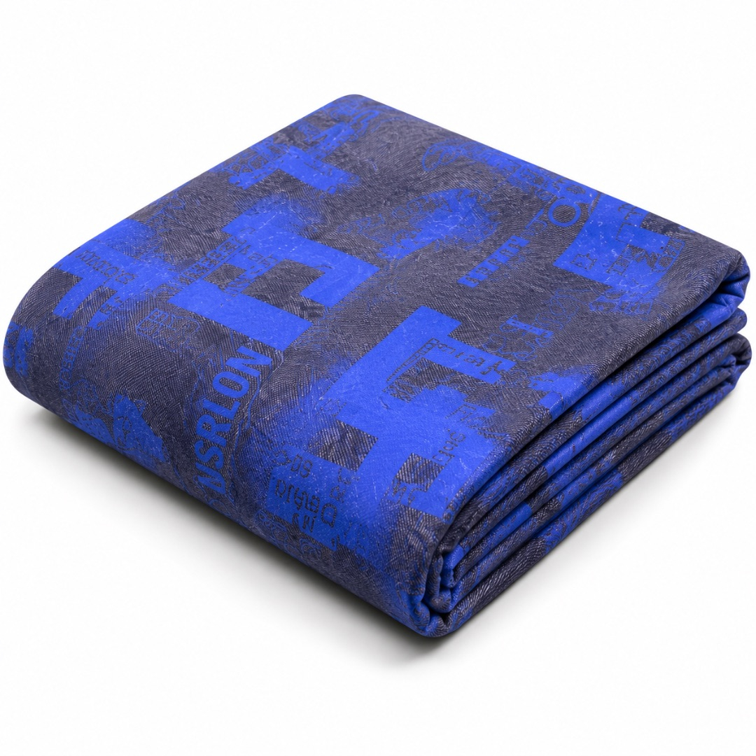 Blue Abstract Graphic Print Jeans Fabric Material