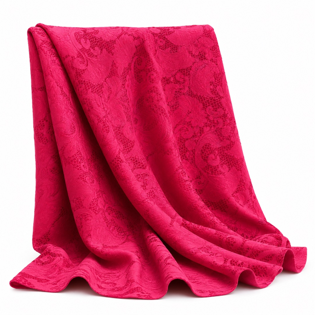 Premium Stock Damask Fabric Material    Fuchsia Pink