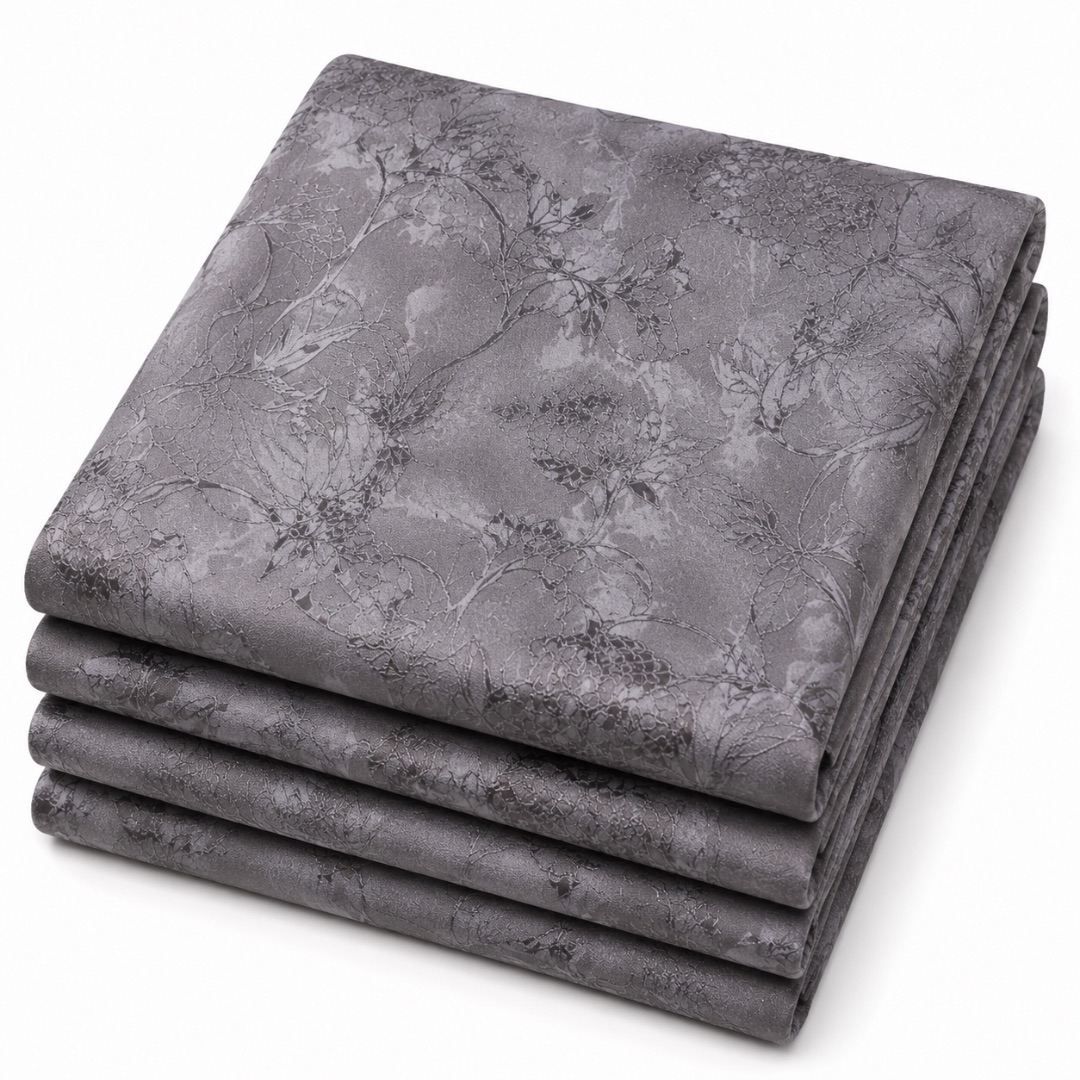 Premium Floral Stock Damask Fabric Material    Charcoal Grey