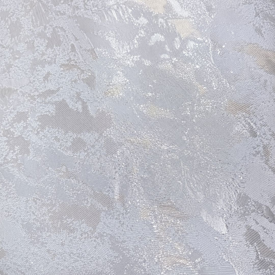 Premium White Metallic Damask Brocade Fabric  Luxury Floral Woven Textile