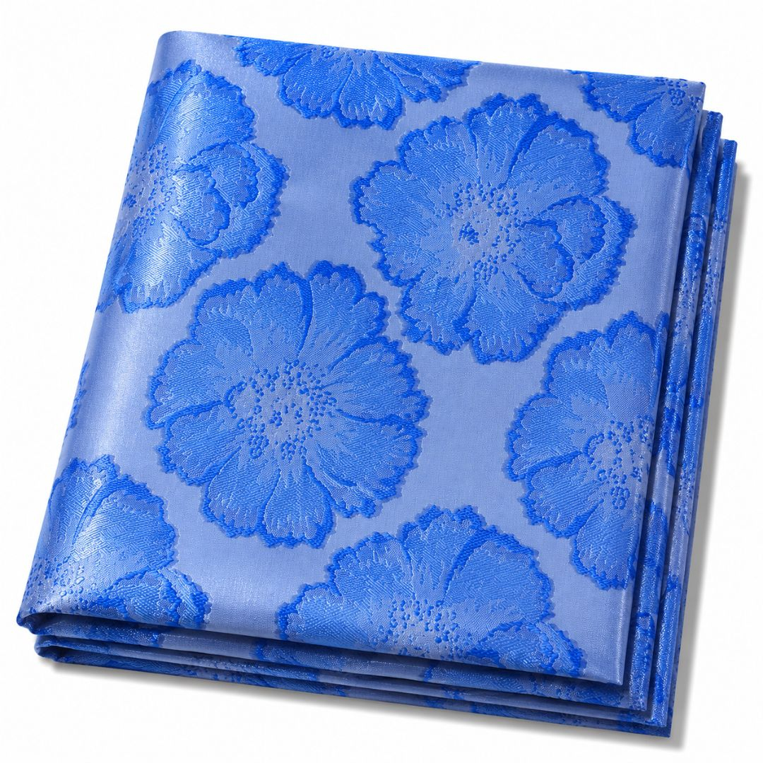 Azure Blossom Elegance Brocade Fabric
