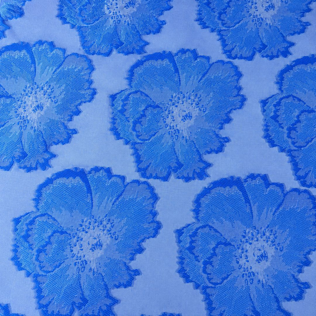 Azure Blossom Elegance Brocade Fabric