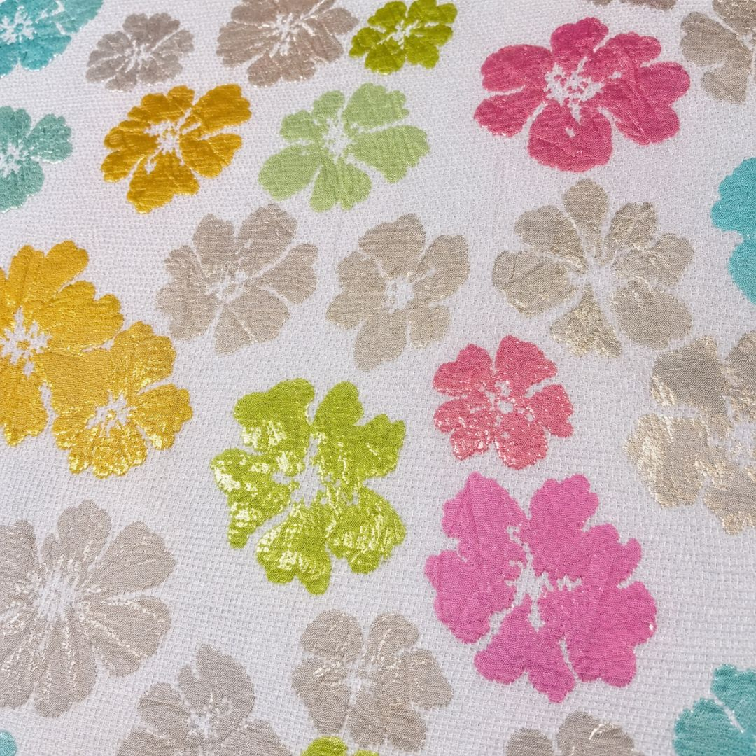 Pastel Petal Harmony Brocade Fabric