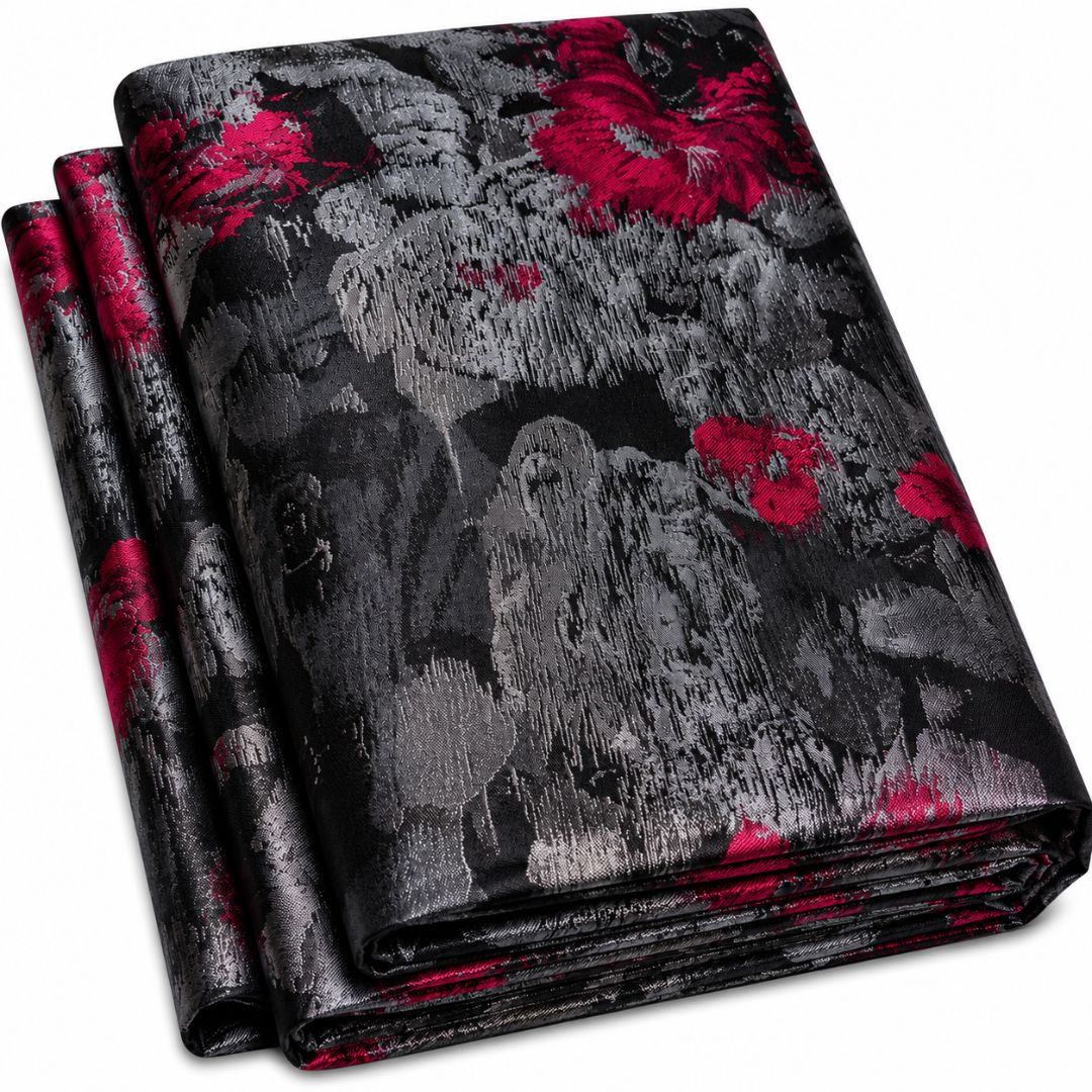 Premium Abstract Floral Metallic Jacquard Fabric  Luxury Designer Woven Textile