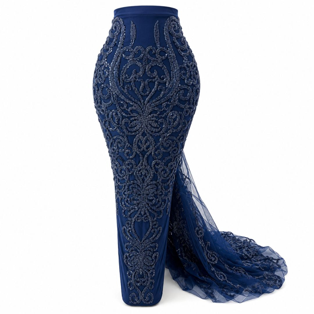 Luxury Purple Beaded Embroidered Lace Fabric