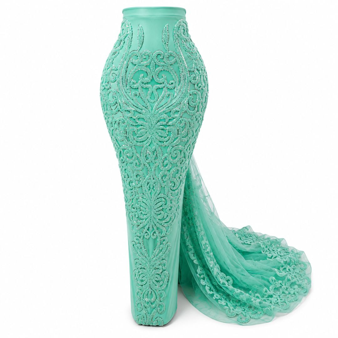 Luxury Purple Beaded Embroidered Lace Fabric